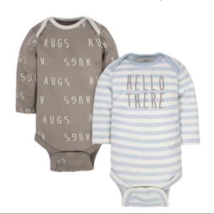 2-Pack Baby Boy Organic Hugs Long Sleeved Onsies. Newborn, NWT
